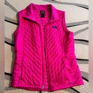 North Face down vest, hot pink